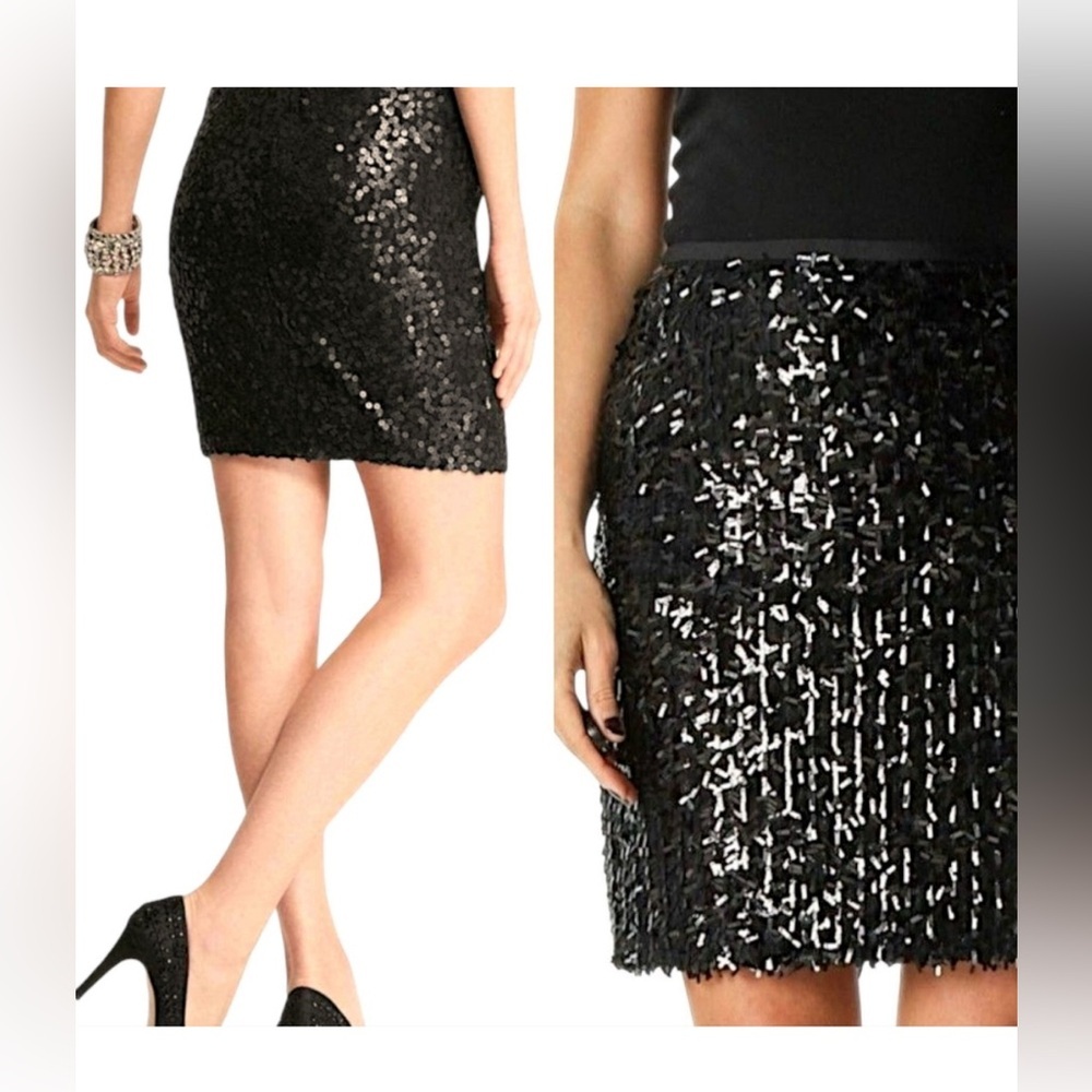 Ann Taylor women’s size 10 black sequin mini skirt holiday party